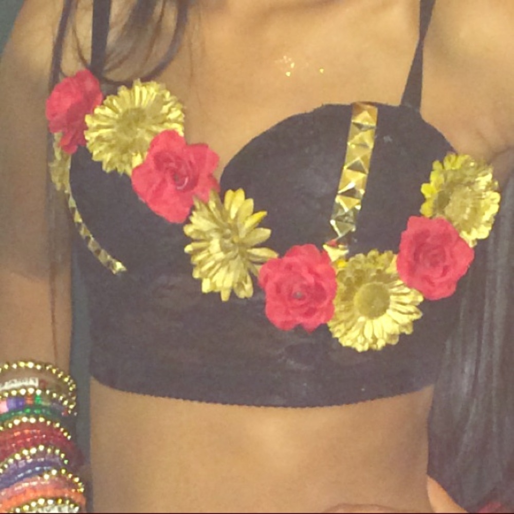 Custom flower rave/edm bra